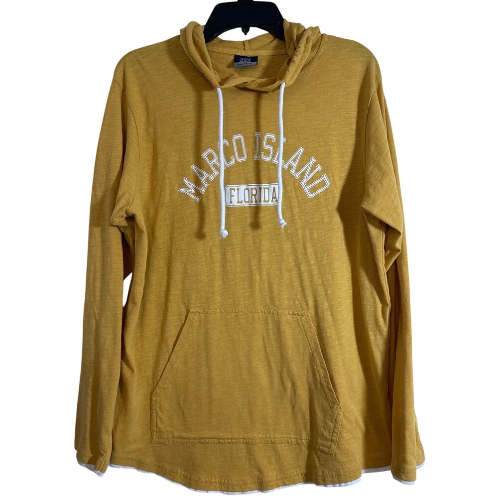 Marco Island, Florida, MV Sport, Large Mustard Colored Hoodie,  Kangaroo Pockets